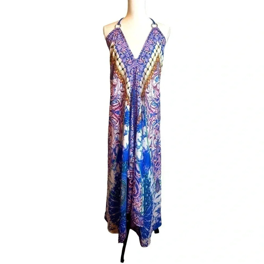 WOMENS Maxi‎ High-low Halter Handkerchief Long Dress